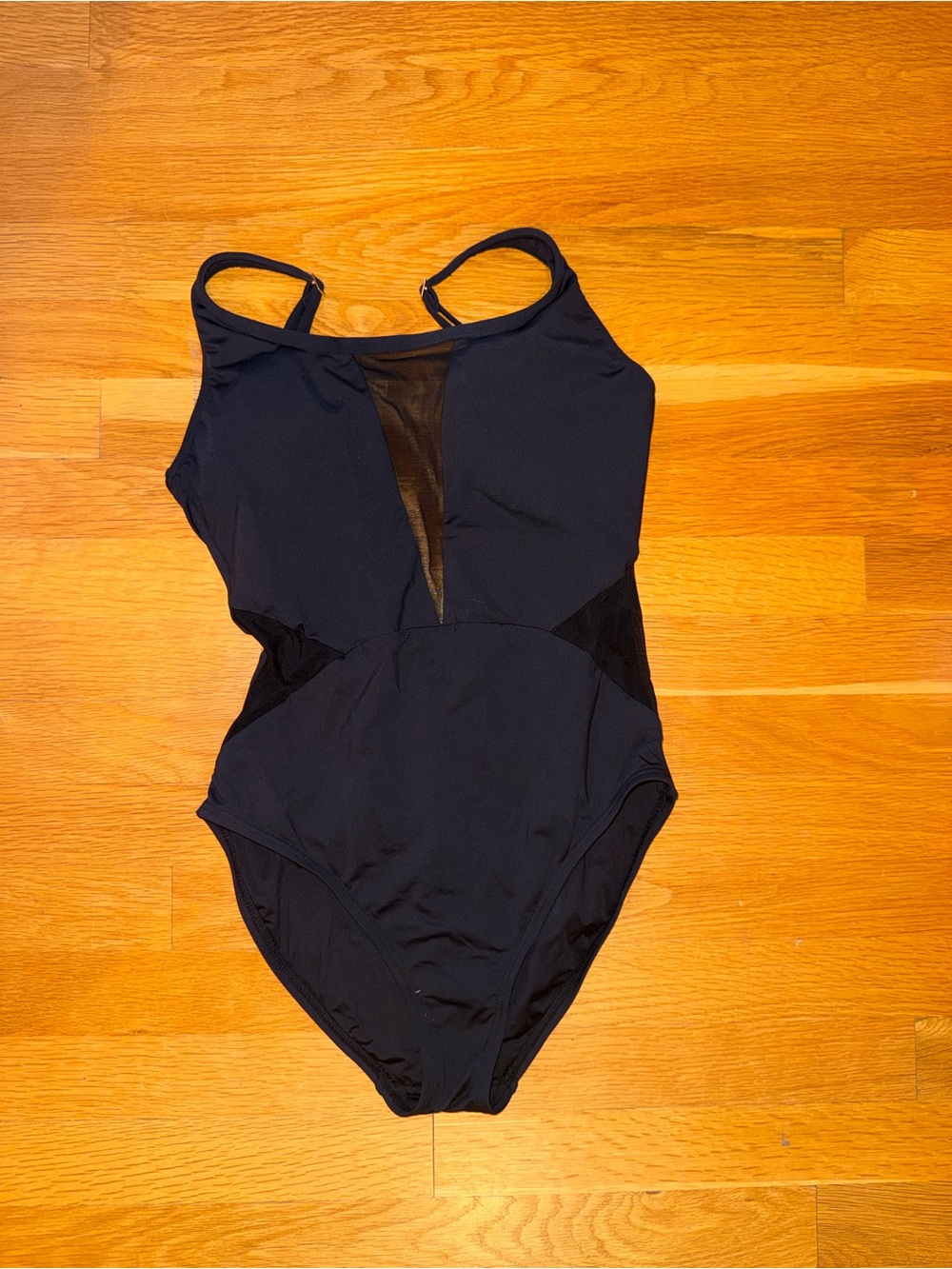 La Blanca Black One-Piece Swimsuit with Sheer Mesh Insets